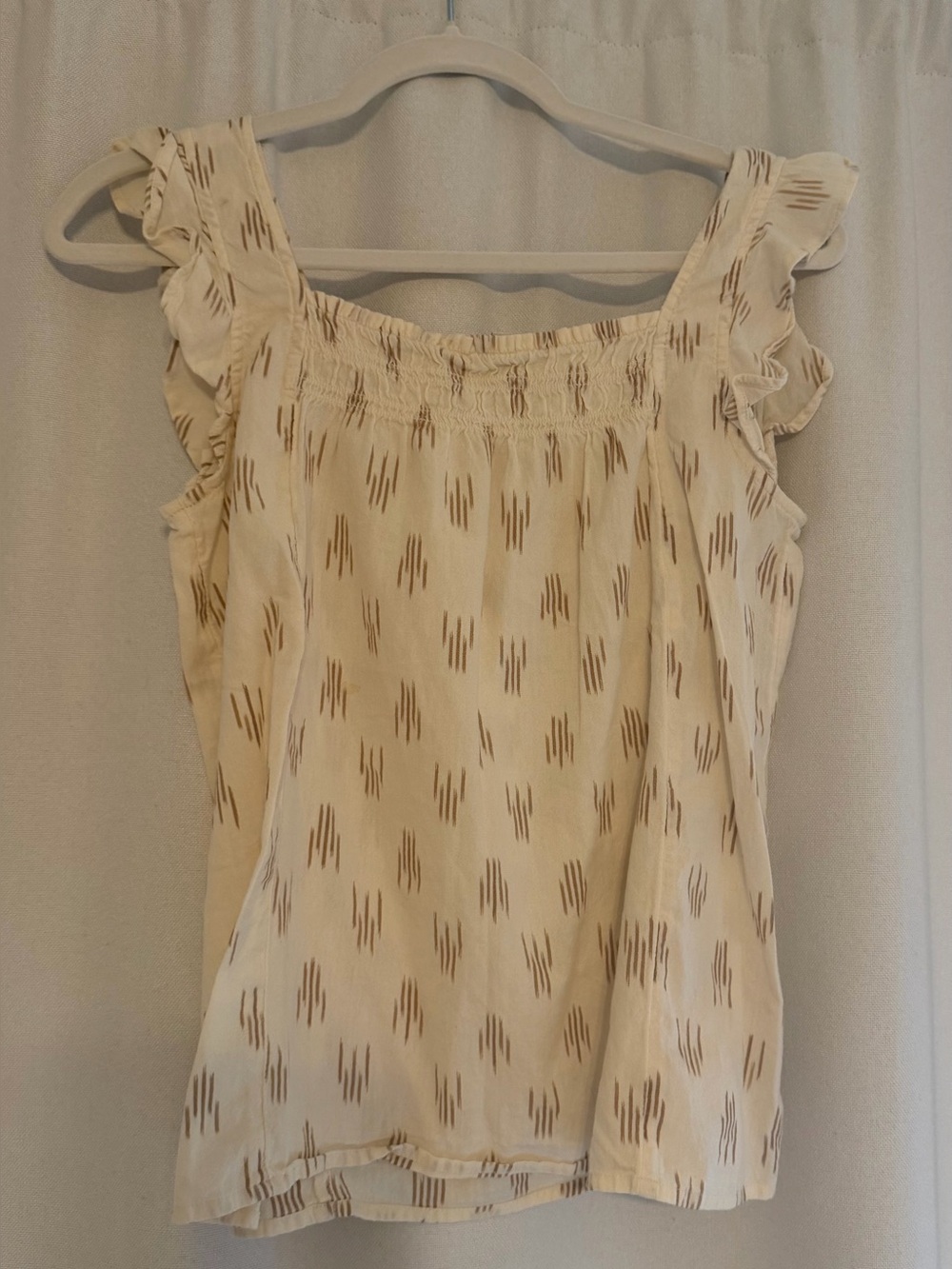 Madewell Women’s Cream Ruffled Shoulder Printed Tank Top